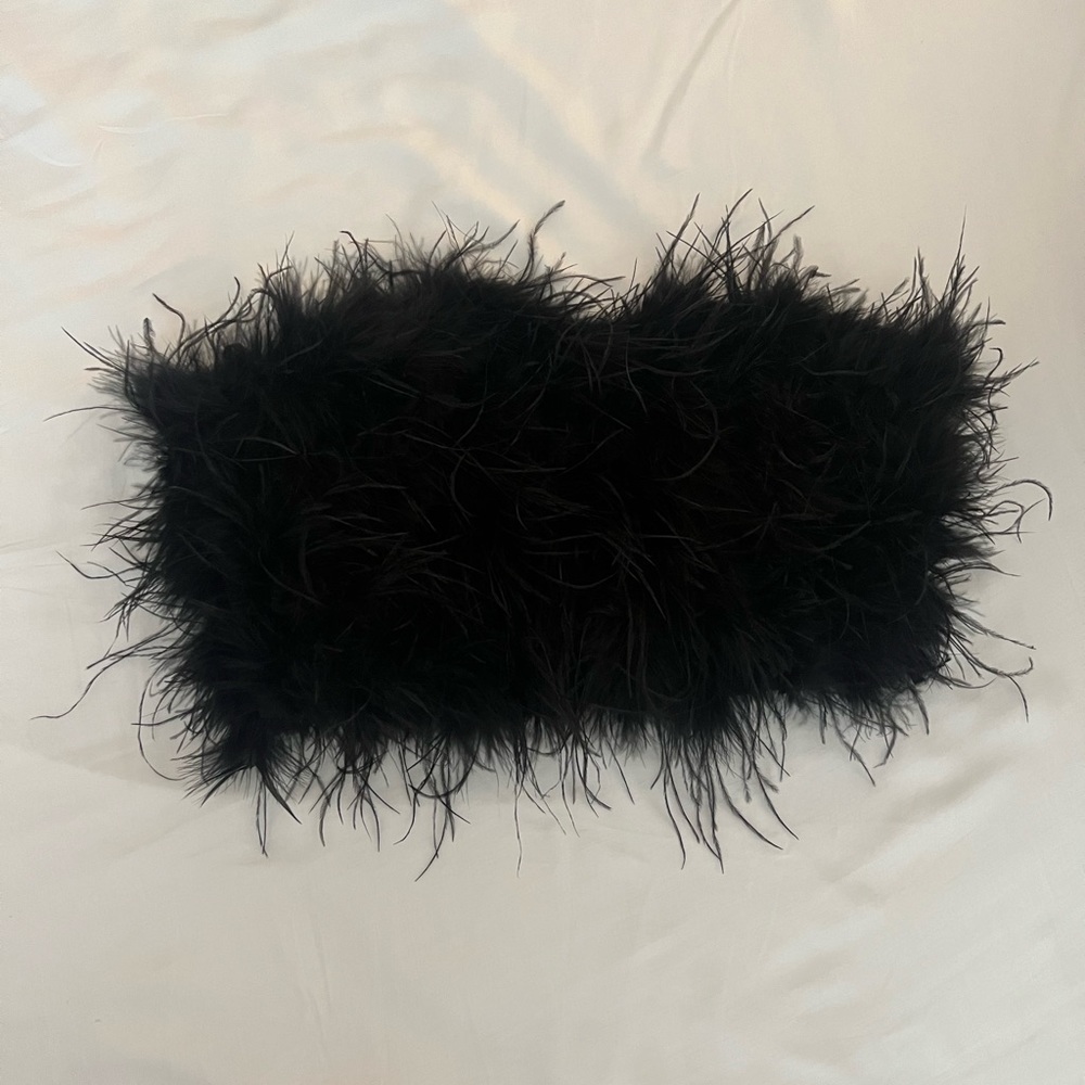 Black feathered bandeau top from Club London - medium
